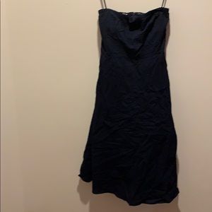 Navy blue strapless embossed dress